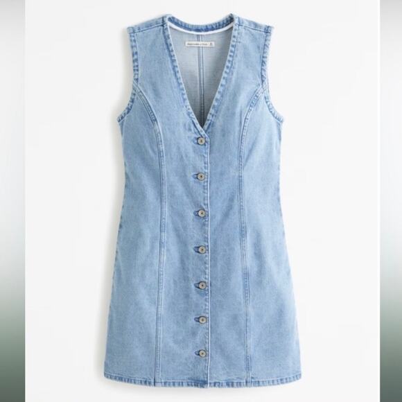 Abercrombie & Fitch Dresses & Skirts - ABERCROMBIE & FITCH | Mara Denim Vest Mini Dress Button Down Jean | Size XL Tall